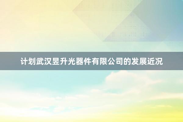 计划武汉昱升光器件有限公司的发展近况